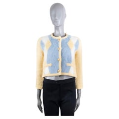 CELINE yellow blue white brushed mohair 2022 CHASSEUR Jacket XS