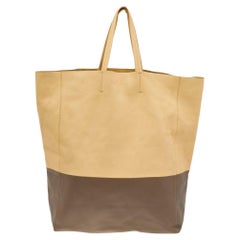Celine Yellow/Brown Leather Vertical Cabas Bi-Color Tote