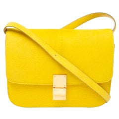 Celine Yellow Calfhair and Leather Medium Classic Box Shoulder Bag