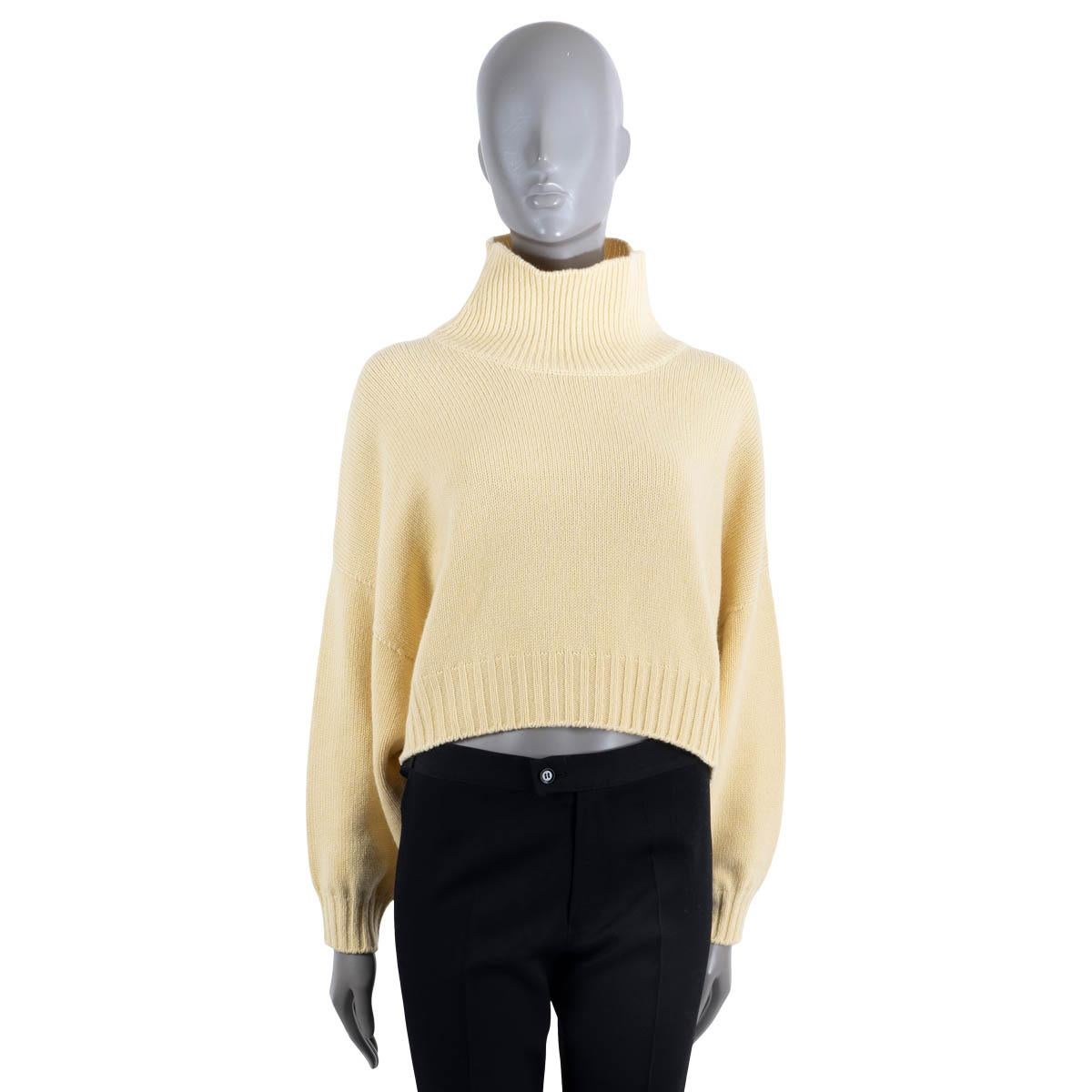 CELINE yellow cashmere 2023 CROPPED HIGH NECK Sweater XS In Excellent Condition In Zürich, CH