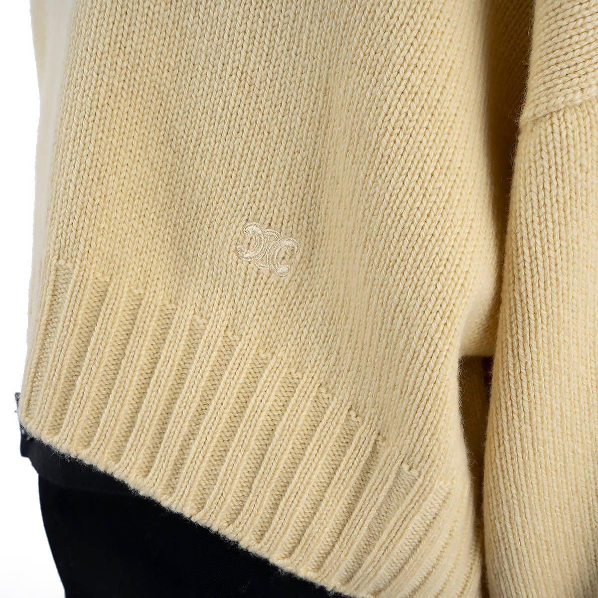 CELINE yellow cashmere 2023 CROPPED HIGH NECK Sweater XS 2