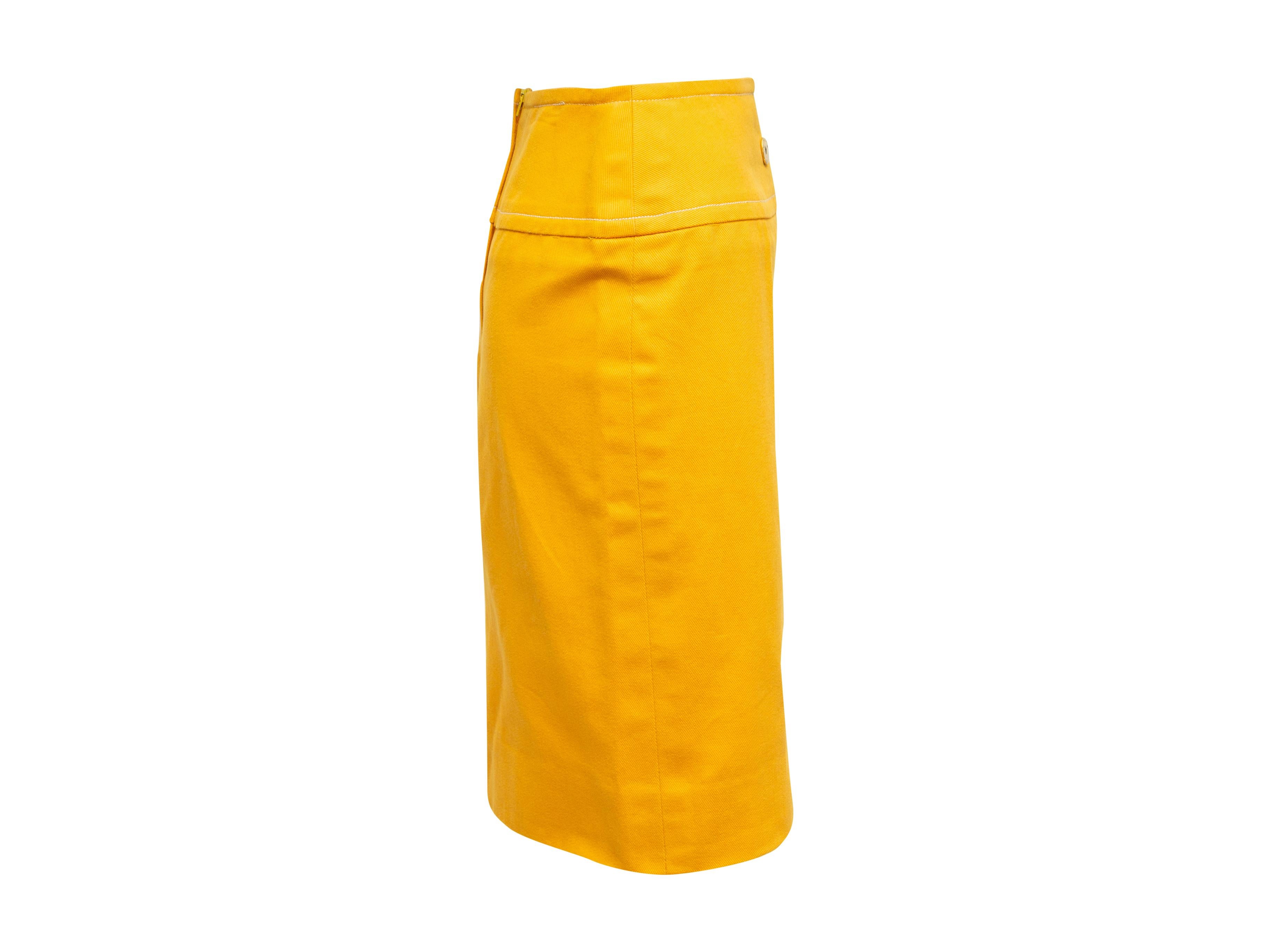 Celine Yellow Denim Pencil Skirt In Good Condition In New York, NY