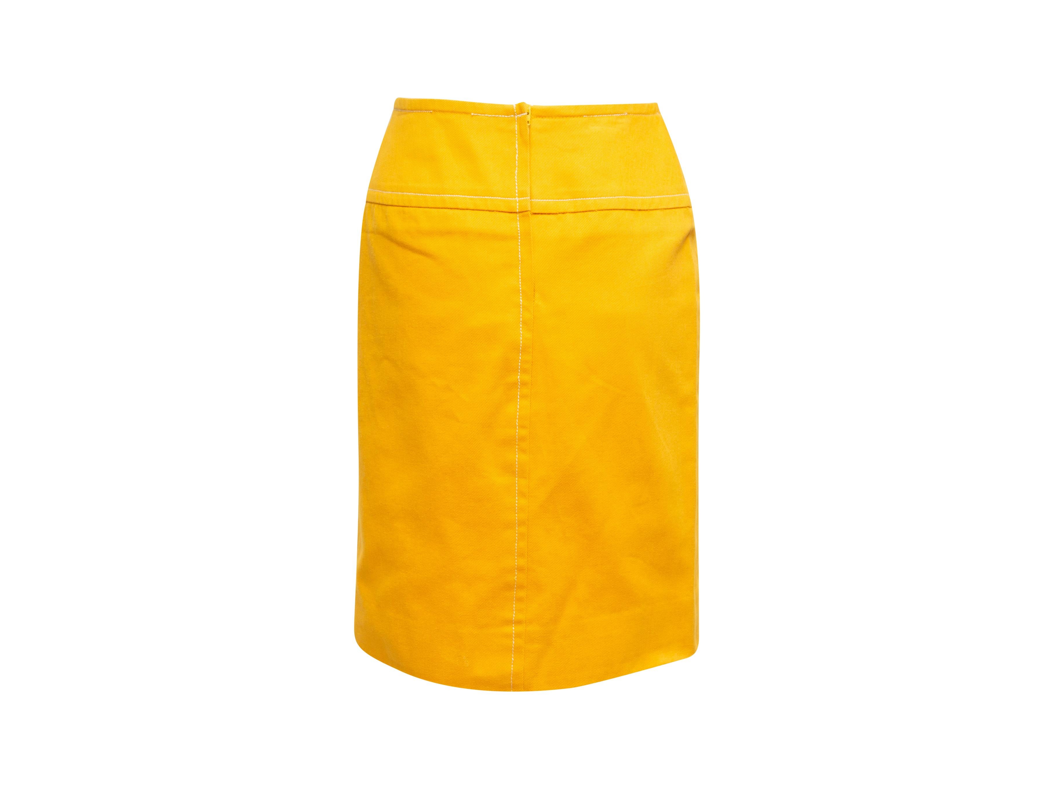 Women's Celine Yellow Denim Pencil Skirt