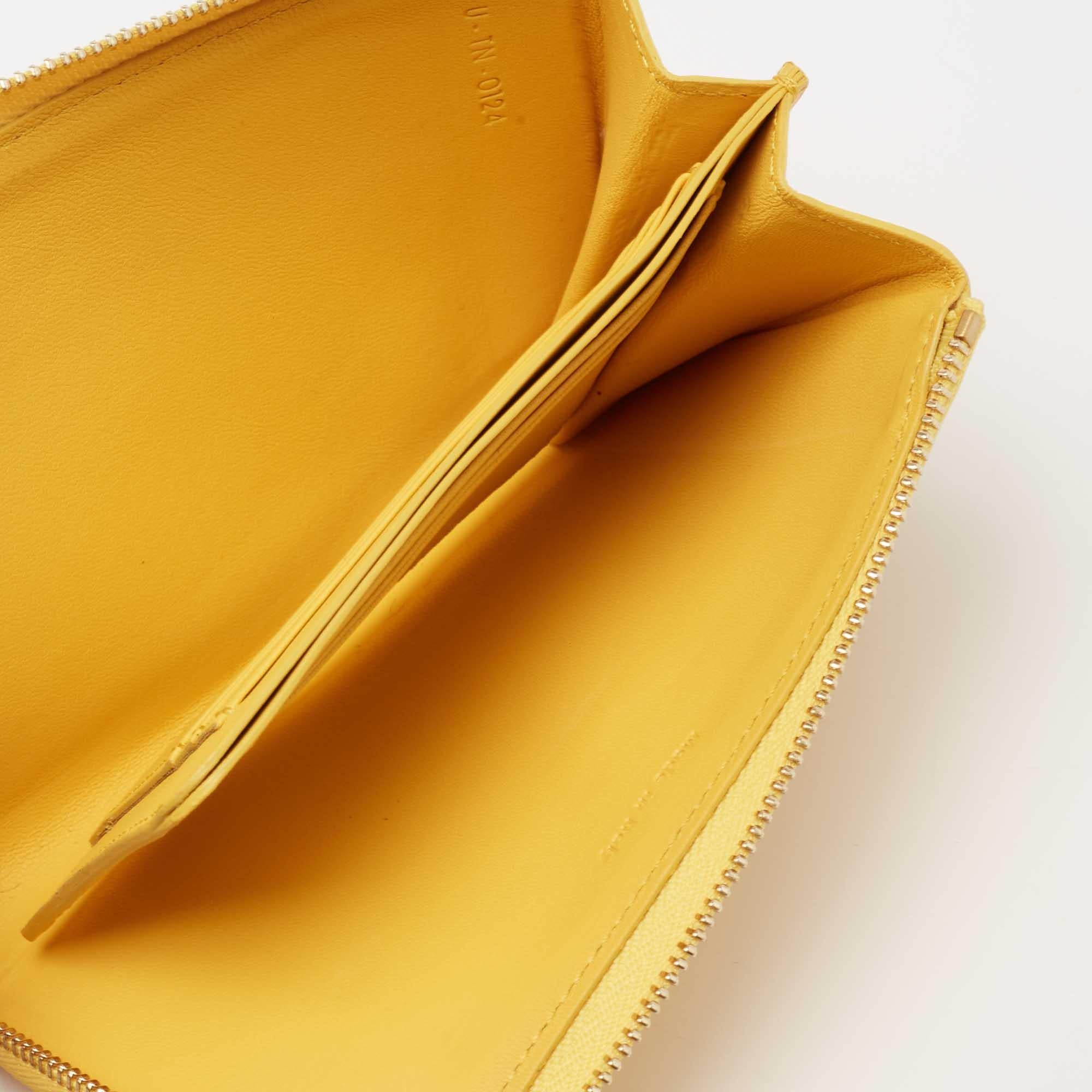 Celine Yellow Leather Half Zip Multifunction Wallet 3