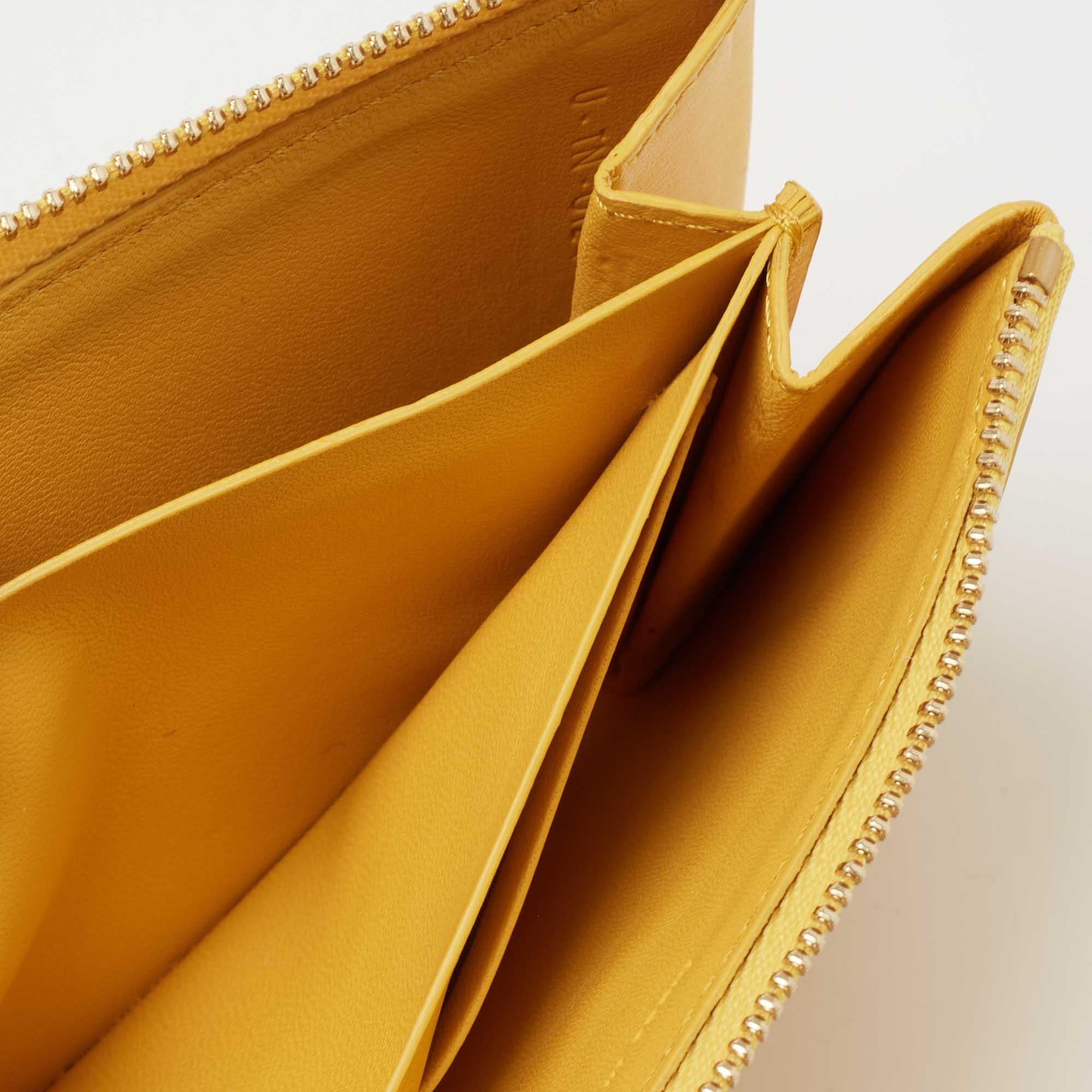 Celine Yellow Leather Half Zip Multifunction Wallet 4