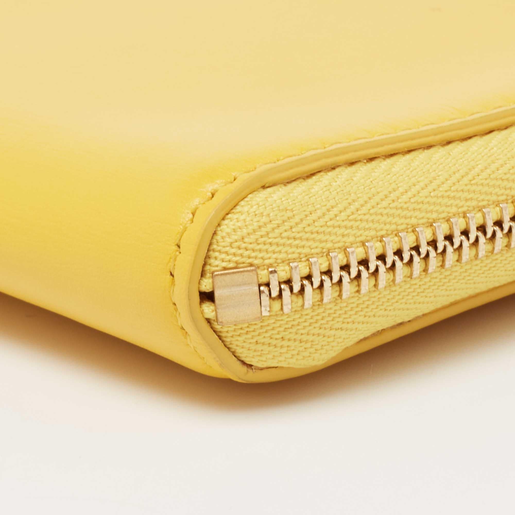 Celine Yellow Leather Half Zip Multifunction Wallet 2