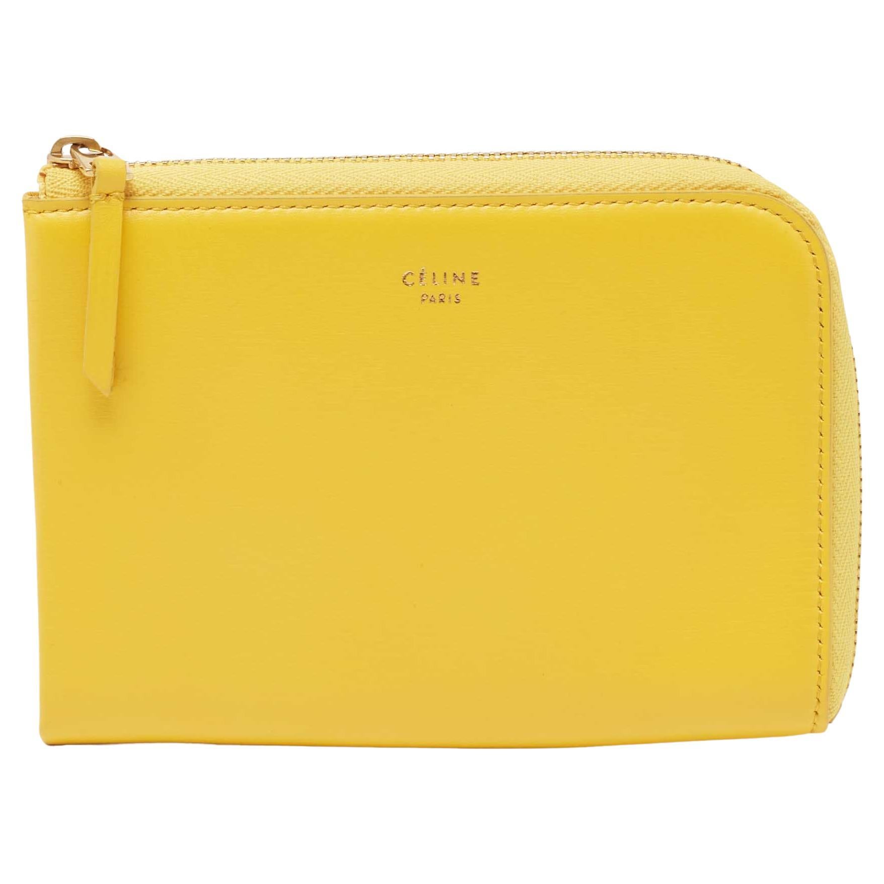 Celine Yellow Leather Half Zip Multifunction Wallet