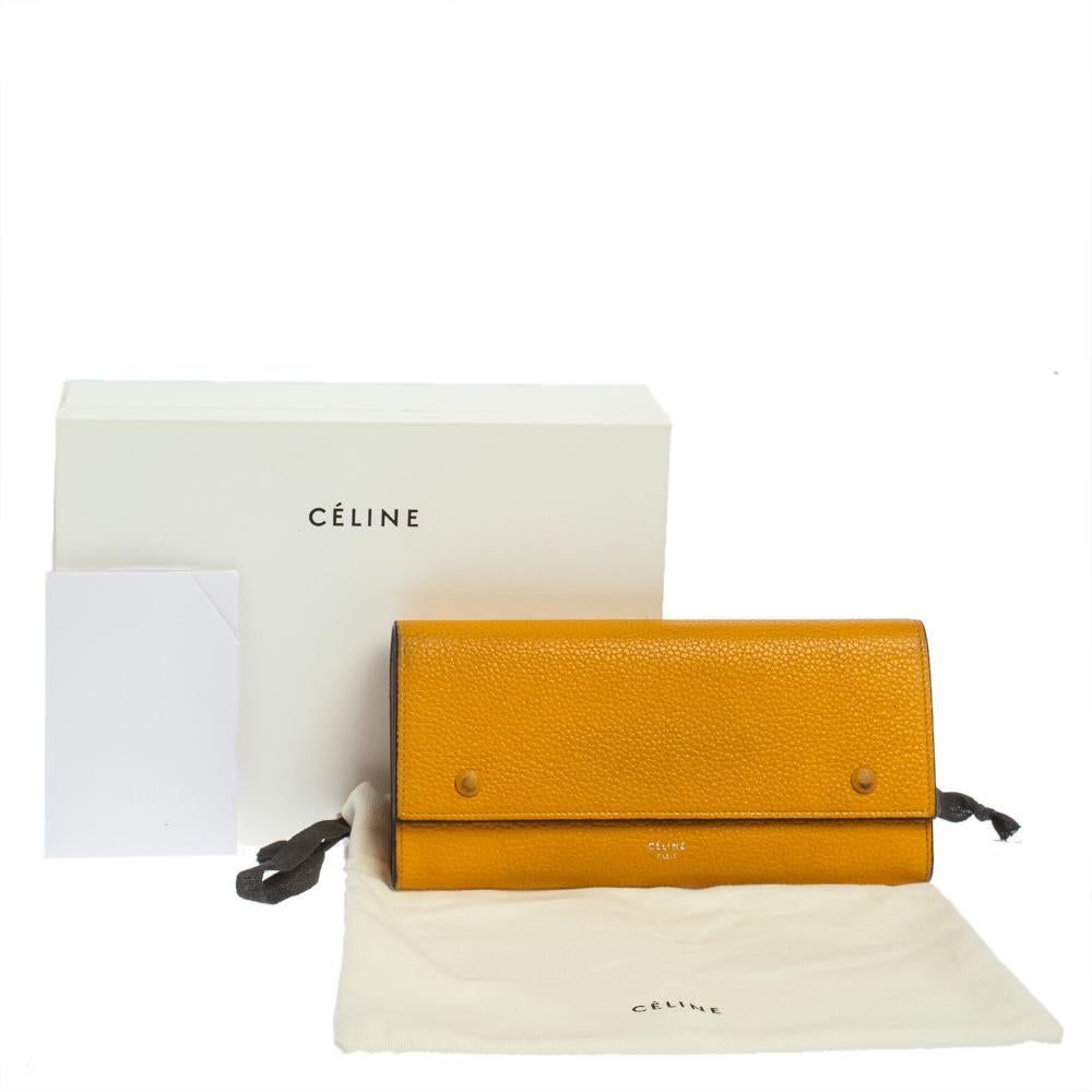 Celine Yellow Leather Large Multifunction Flap Wallet 1