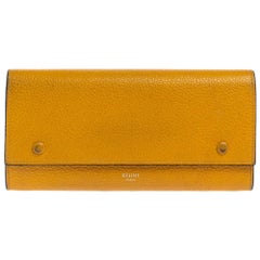 Celine Yellow Leather Large Multifunction Flap Wallet