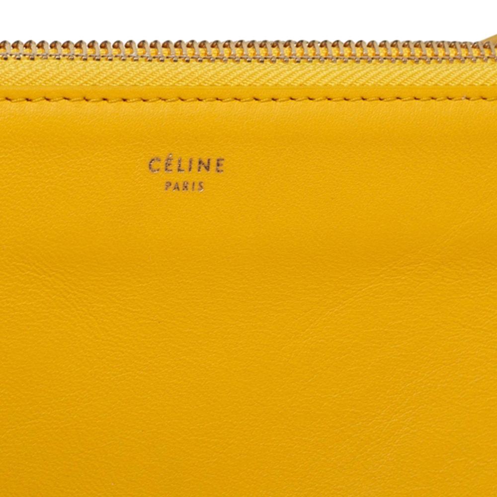 Celine Yellow Leather Large Trio Crossbody Bag 2