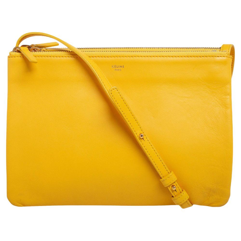 Celine Yellow Leather Large Trio Crossbody Bag