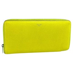 Vintage Céline Yellow Leather Large Zipped Multifunction 14cel618 Wallet