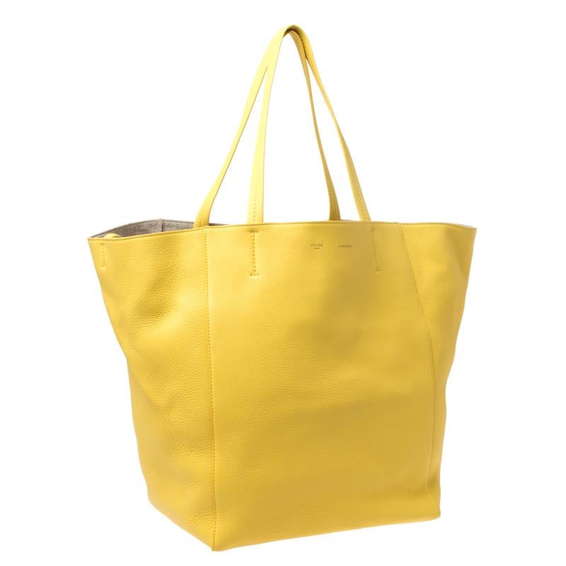 Celine Yellow Leather Medium Cabas Phantom Shopper Tote 1
