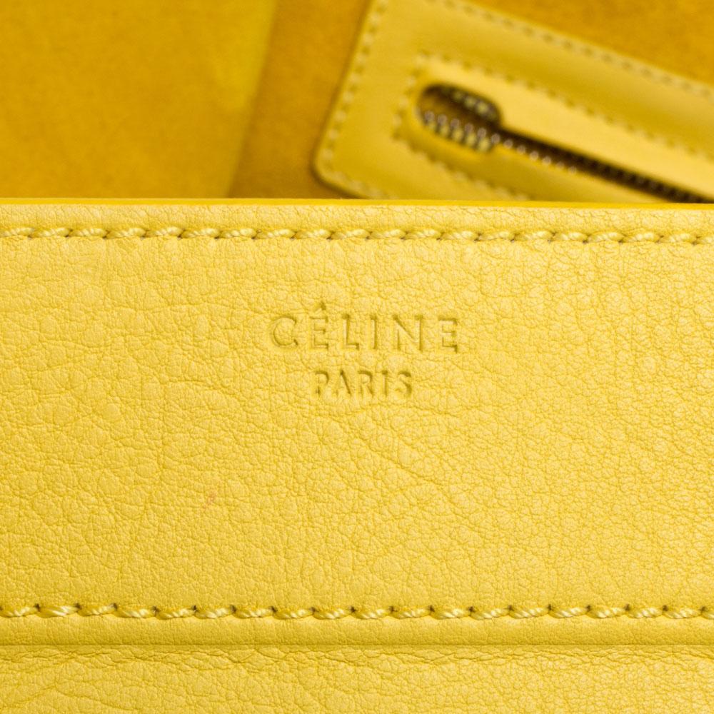 Celine Yellow Leather Medium Phantom Luggage Tote In Good Condition In Dubai, Al Qouz 2