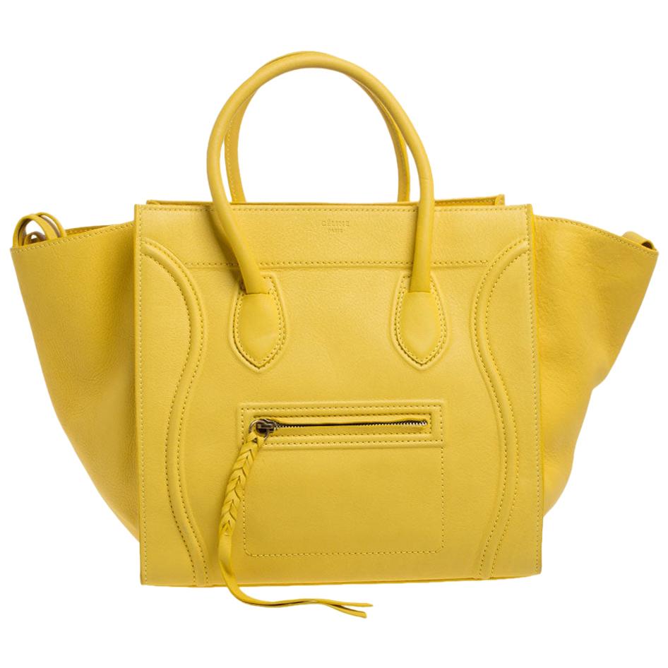 Celine Yellow Leather Medium Phantom Luggage Tote