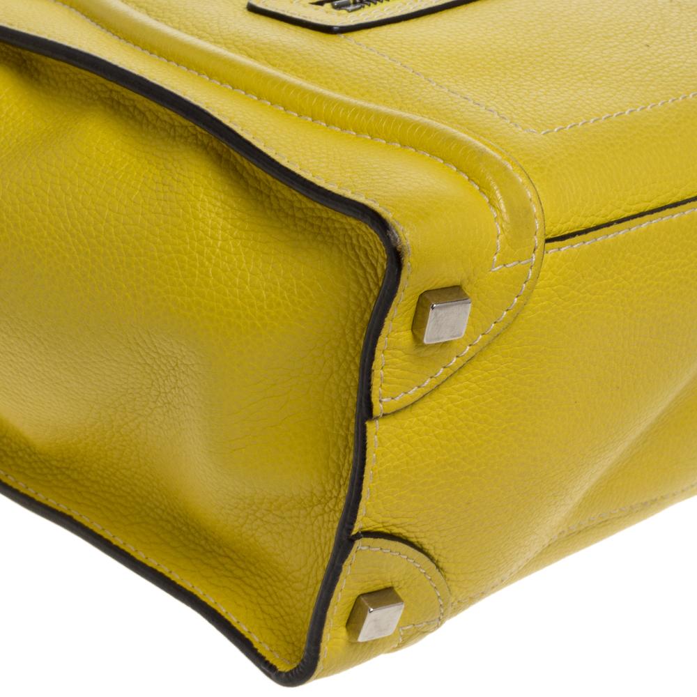 Celine Yellow Leather Micro Luggage Tote In Good Condition In Dubai, Al Qouz 2