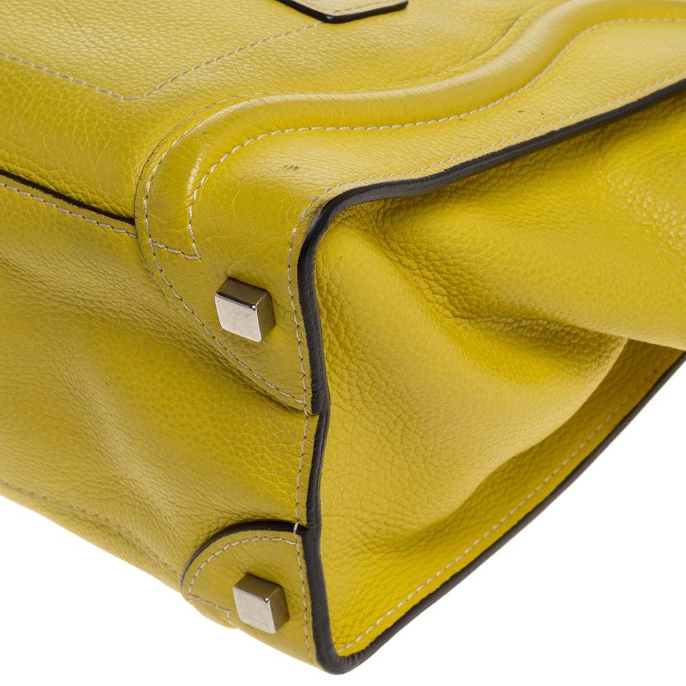 Women's Celine Yellow Leather Micro Luggage Tote