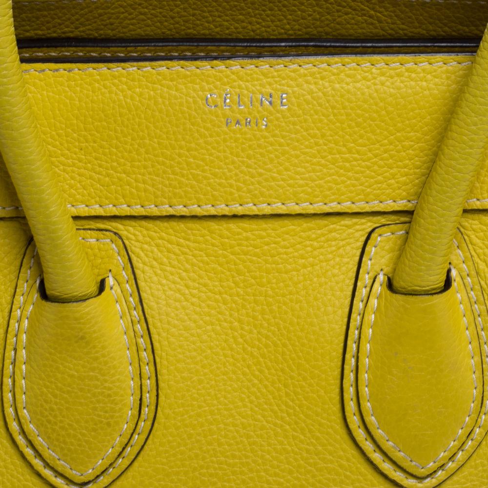Celine Yellow Leather Micro Luggage Tote 1