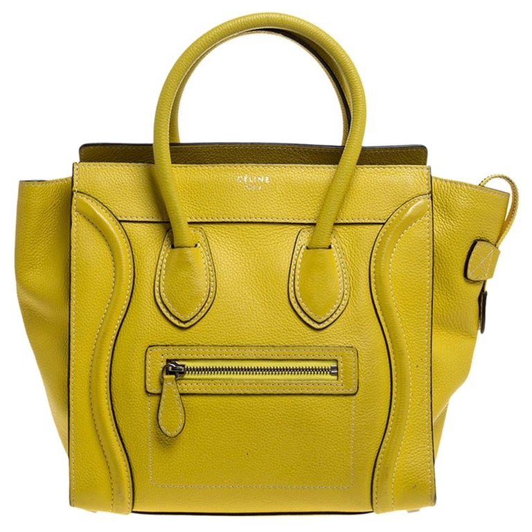 Celine Yellow Leather Micro Luggage Tote at 1stDibs