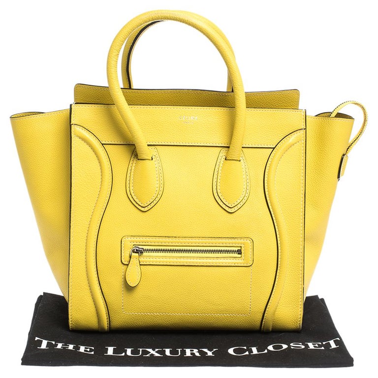 Celine Yellow Leather Mini Luggage Tote For Sale at 1stDibs | celine bag