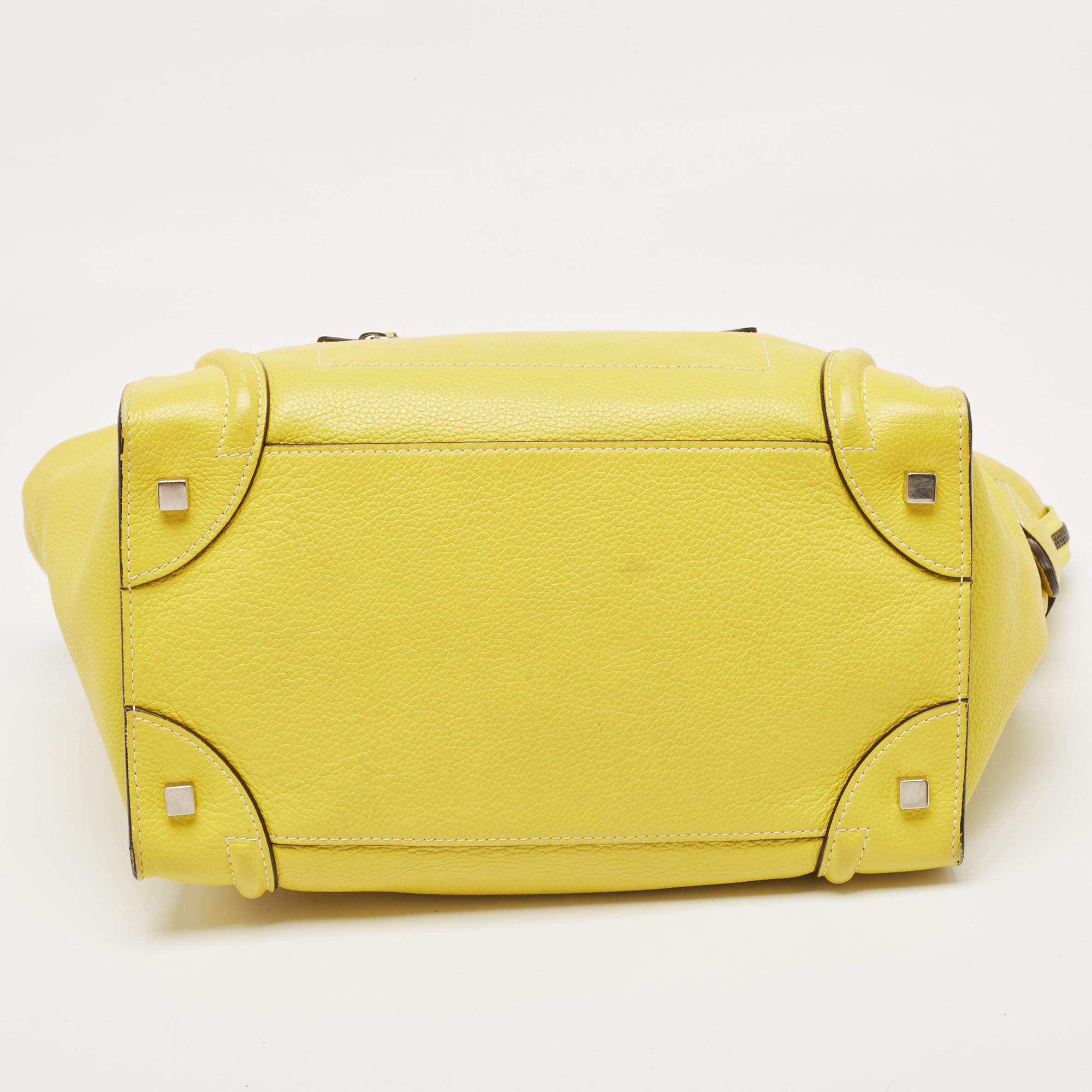 Celine Yellow Leather Mini Luggage Tote For Sale 7