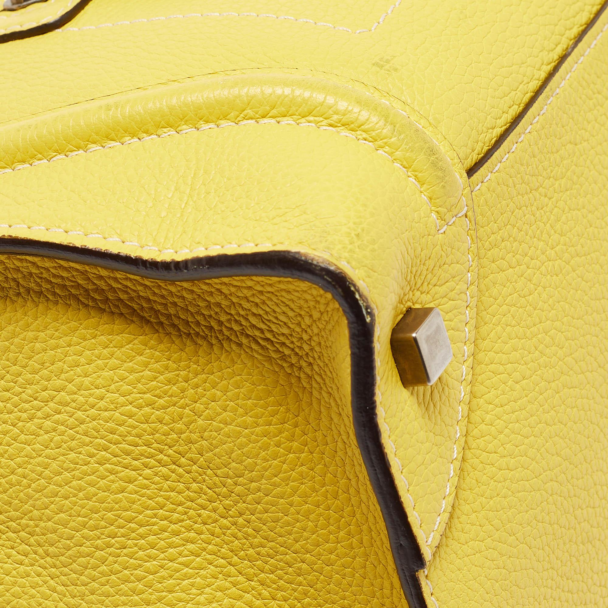 Celine Yellow Leather Mini Luggage Tote For Sale 9