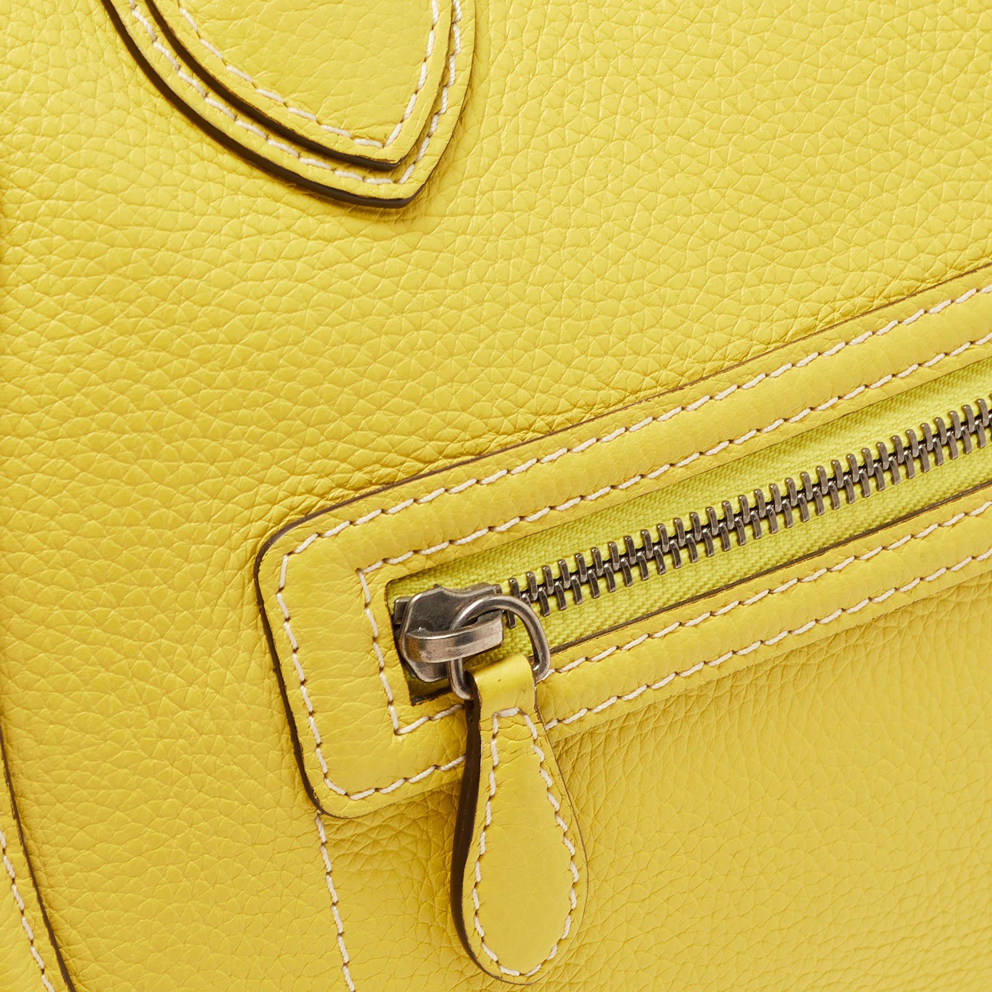Celine Yellow Leather Mini Luggage Tote For Sale 10