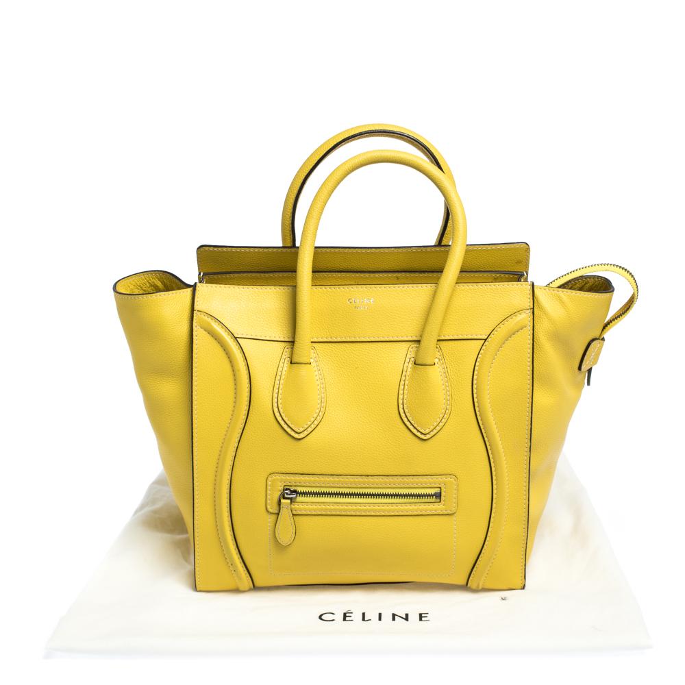 Celine Yellow Leather Mini Luggage Tote 14