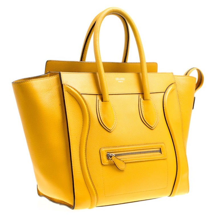Celine Yellow Leather Mini Luggage Tote For Sale at 1stDibs