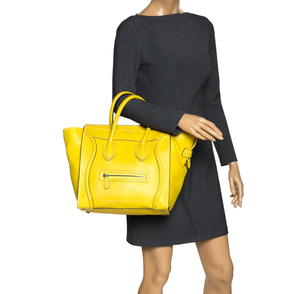 celine mini luggage tote yellow