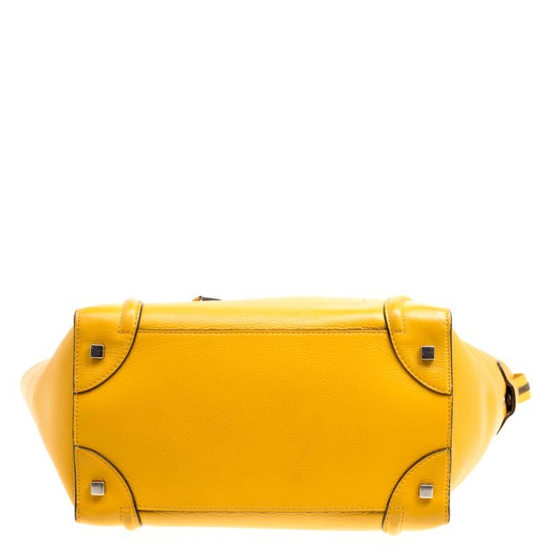 Celine Yellow Leather Mini Luggage Tote Damen