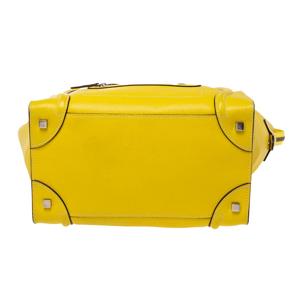 Celine Yellow Leather Mini Luggage Tote 1