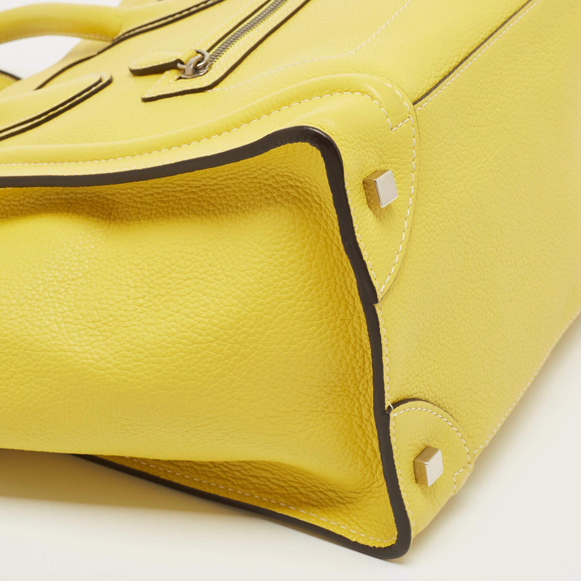 Celine Yellow Leather Mini Luggage Tote 1