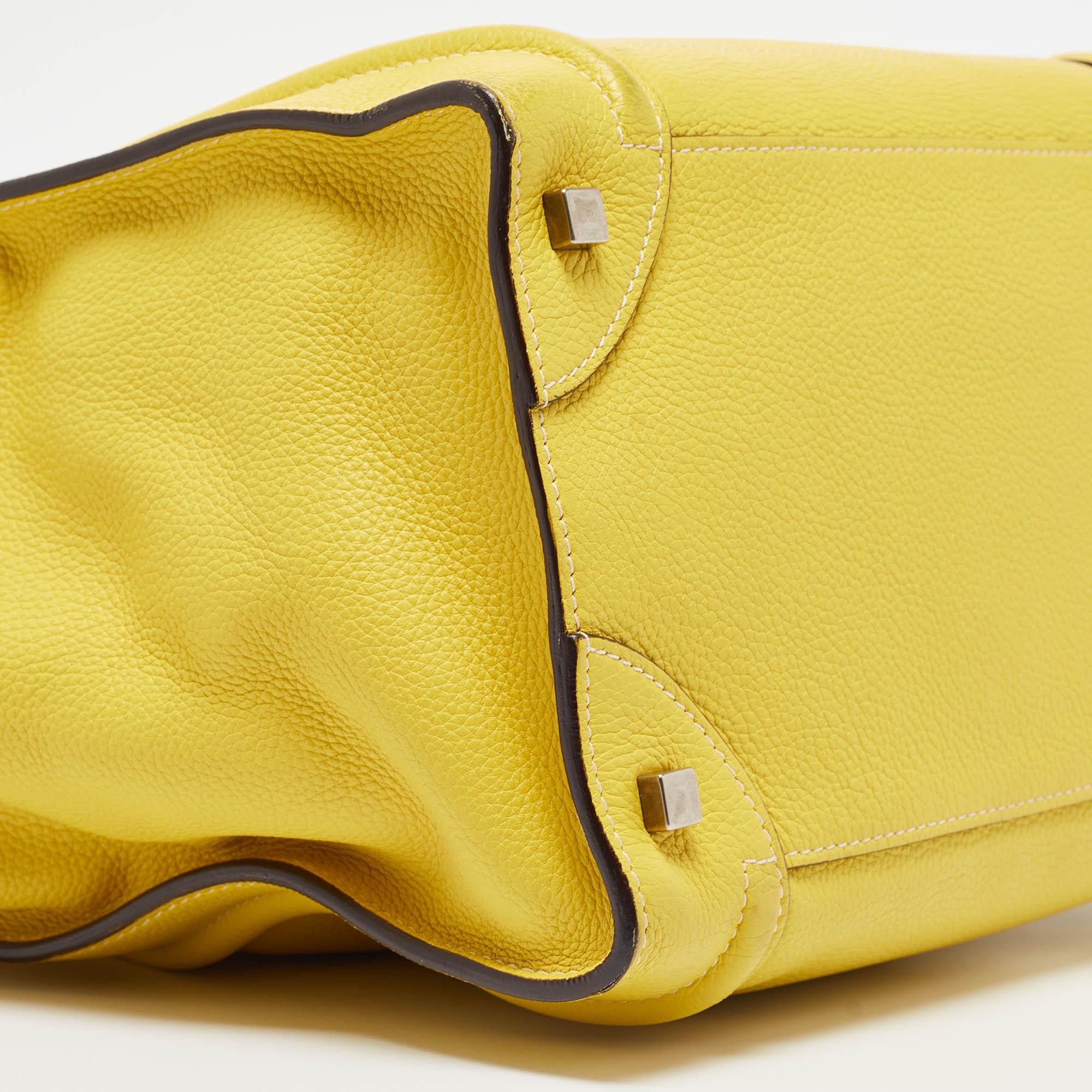 Celine Gelbe Leder Mini-Gepäcktasche im Angebot 1