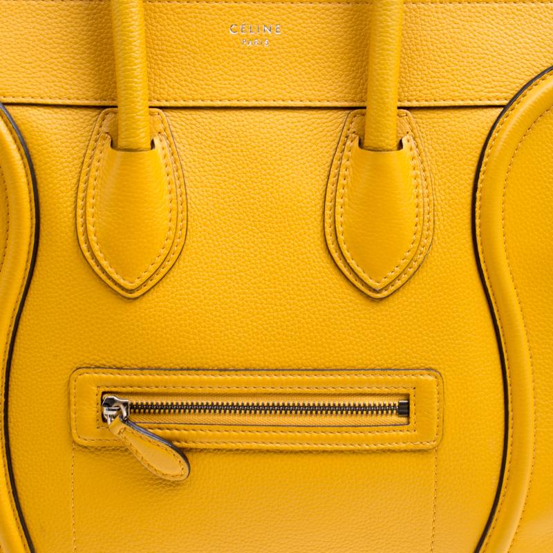 Celine Yellow Leather Mini Luggage Tote 1