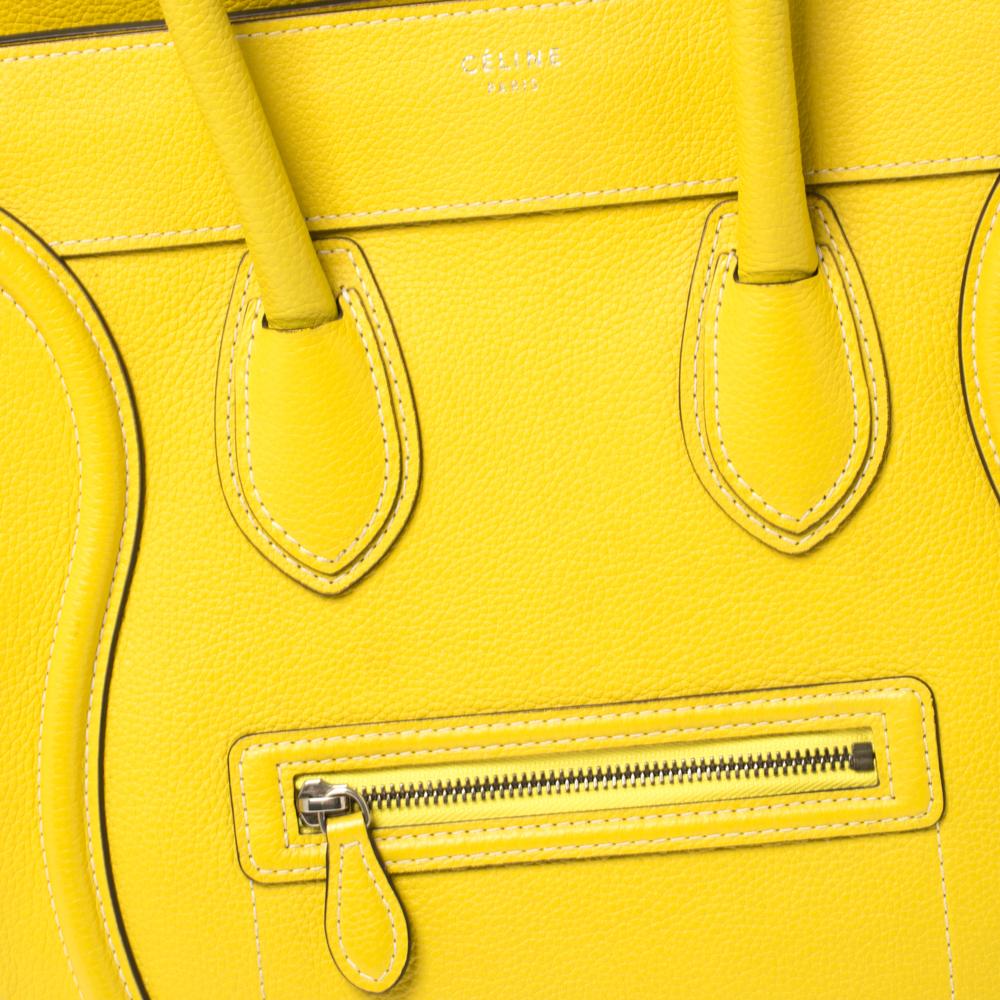 Celine Yellow Leather Mini Luggage Tote 2