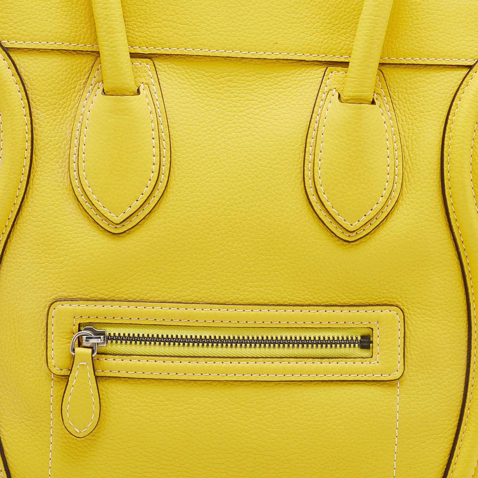 Celine Yellow Leather Mini Luggage Tote 2