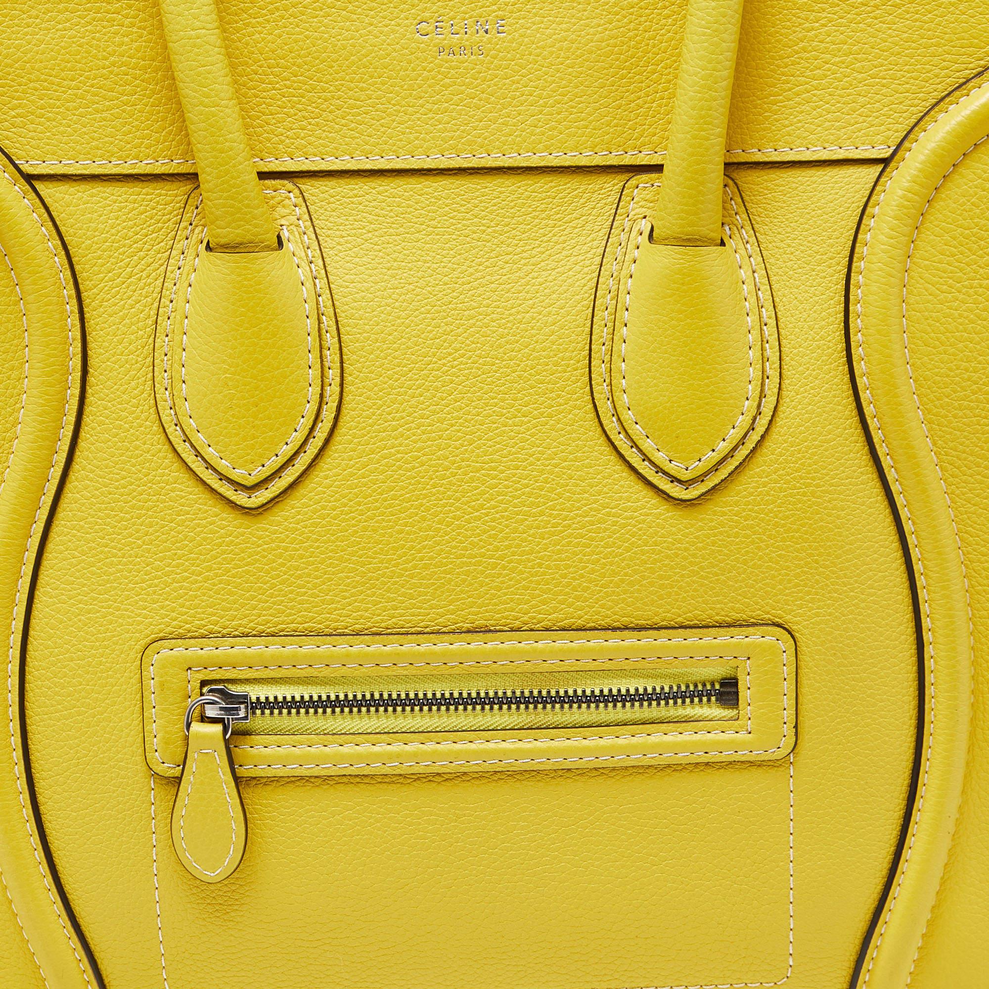 Celine Yellow Leather Mini Luggage Tote 2
