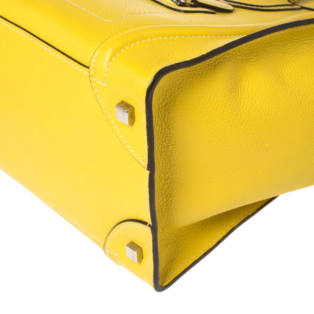 Celine Yellow Leather Mini Luggage Tote 3