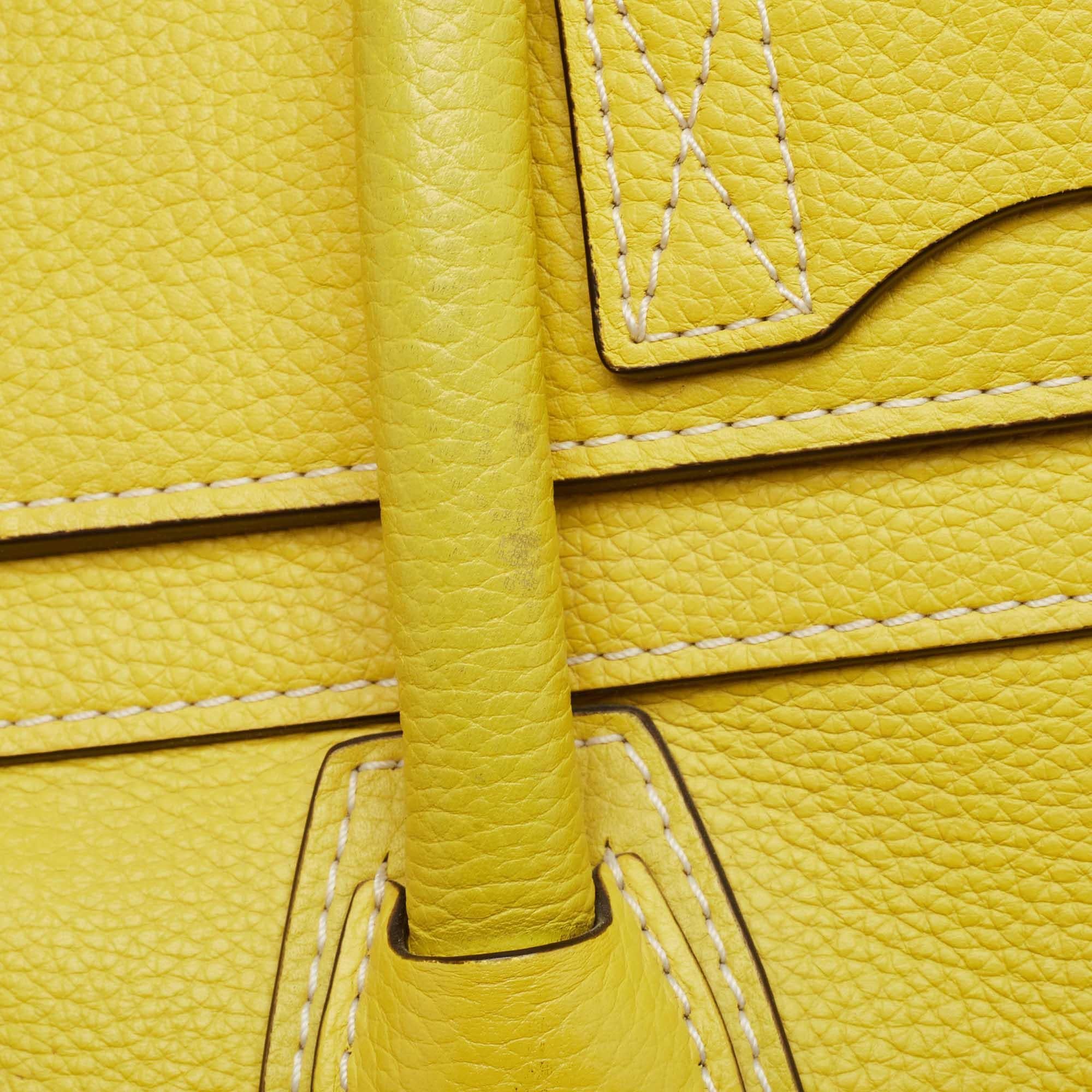 Celine Yellow Leather Mini Luggage Tote For Sale 3