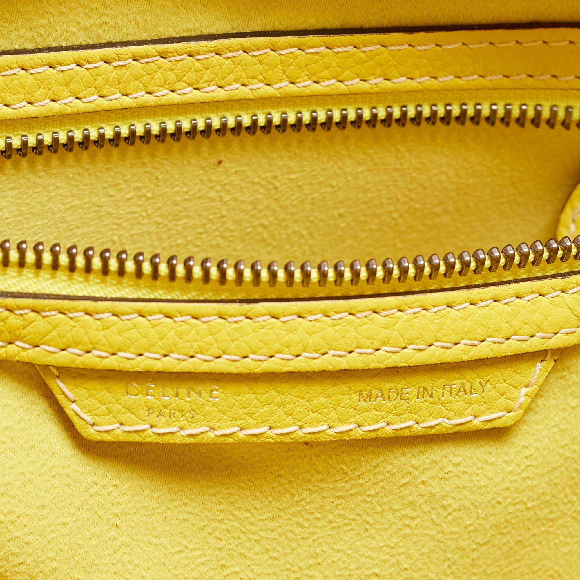 Celine Mini Luggage Tote en cuir jaune en vente 3
