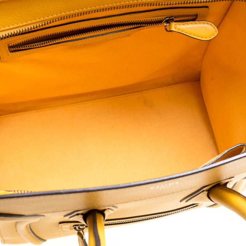Celine Yellow Leather Mini Luggage Tote 3