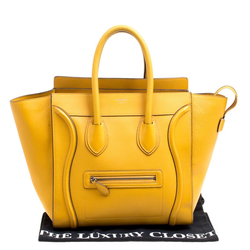 Celine Yellow Leather Mini Luggage Tote 4