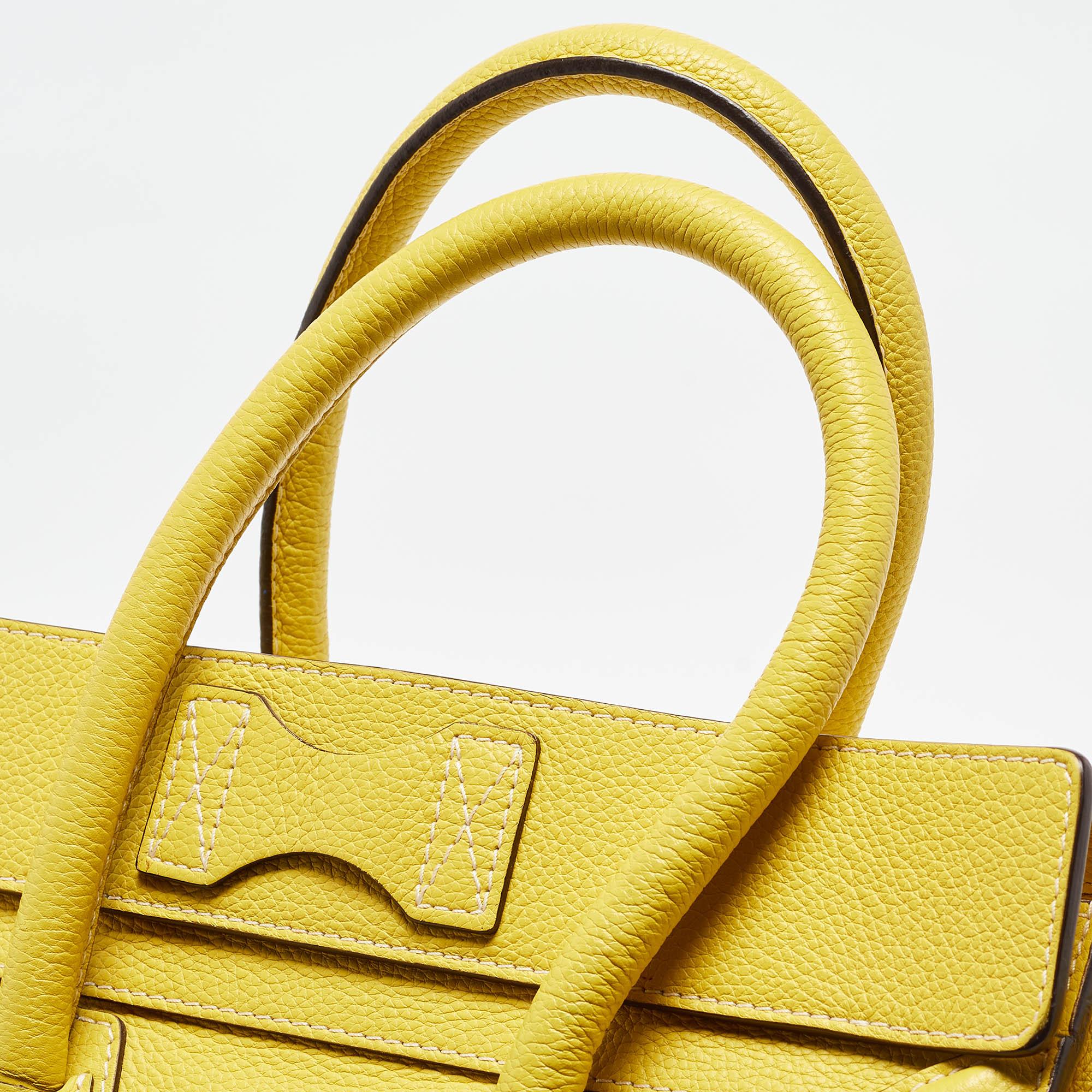 Celine Yellow Leather Mini Luggage Tote For Sale 5