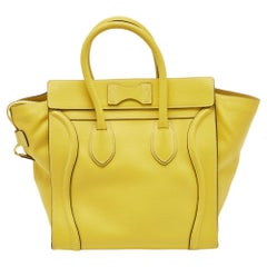 Celine Mini Luggage Tote en cuir jaune