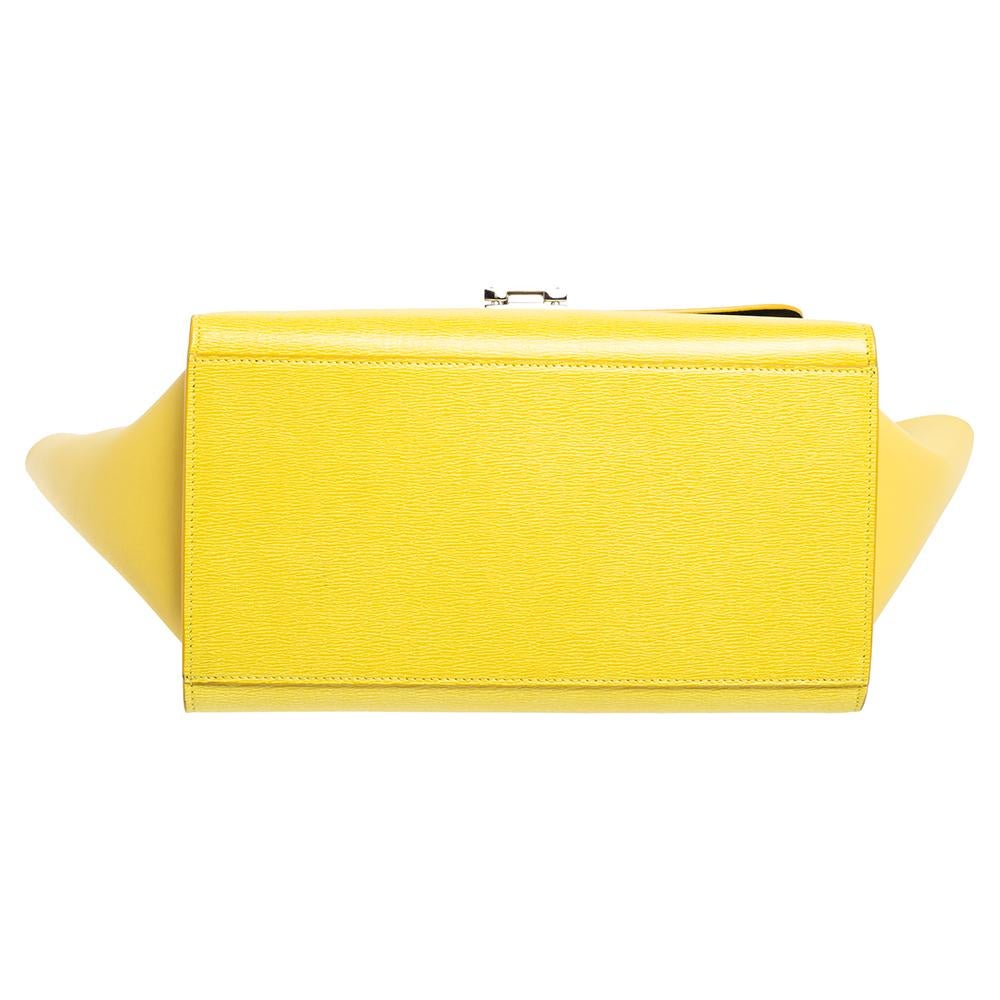 Women's Celine Yellow Leather Mini Trapeze Top Handle Bag