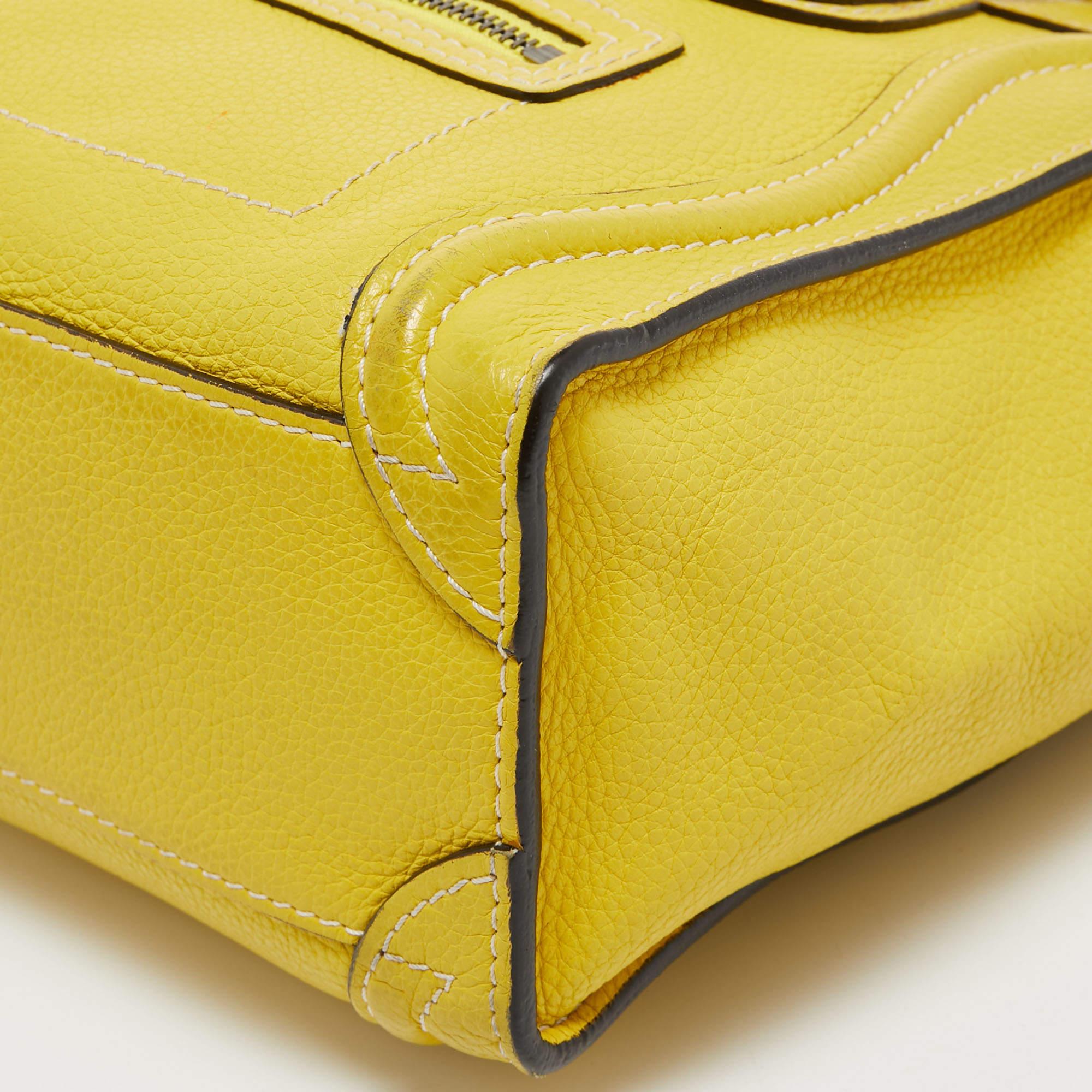 Céline Yellow Leather Nano Luggage Tote 8