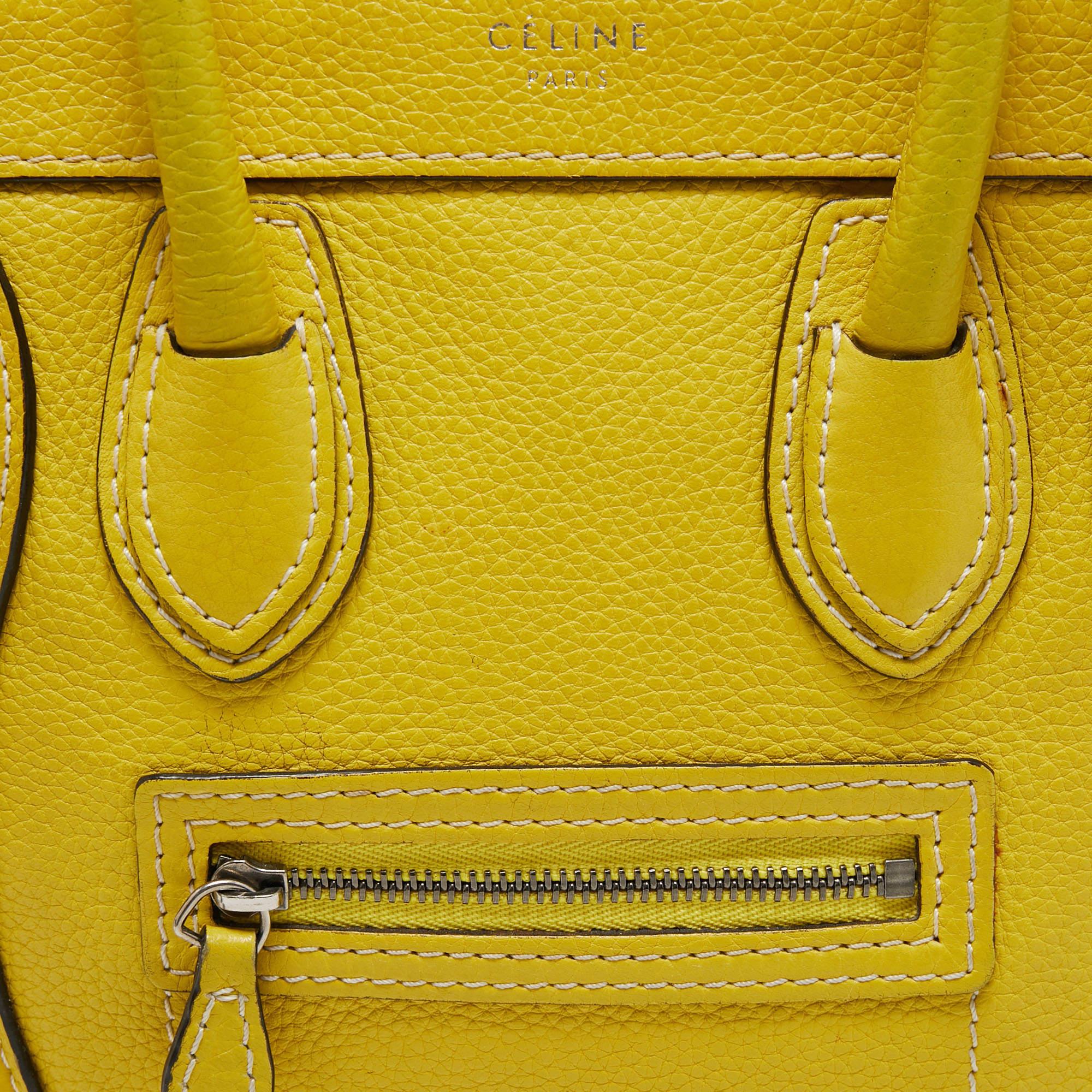 Céline Yellow Leather Nano Luggage Tote 9