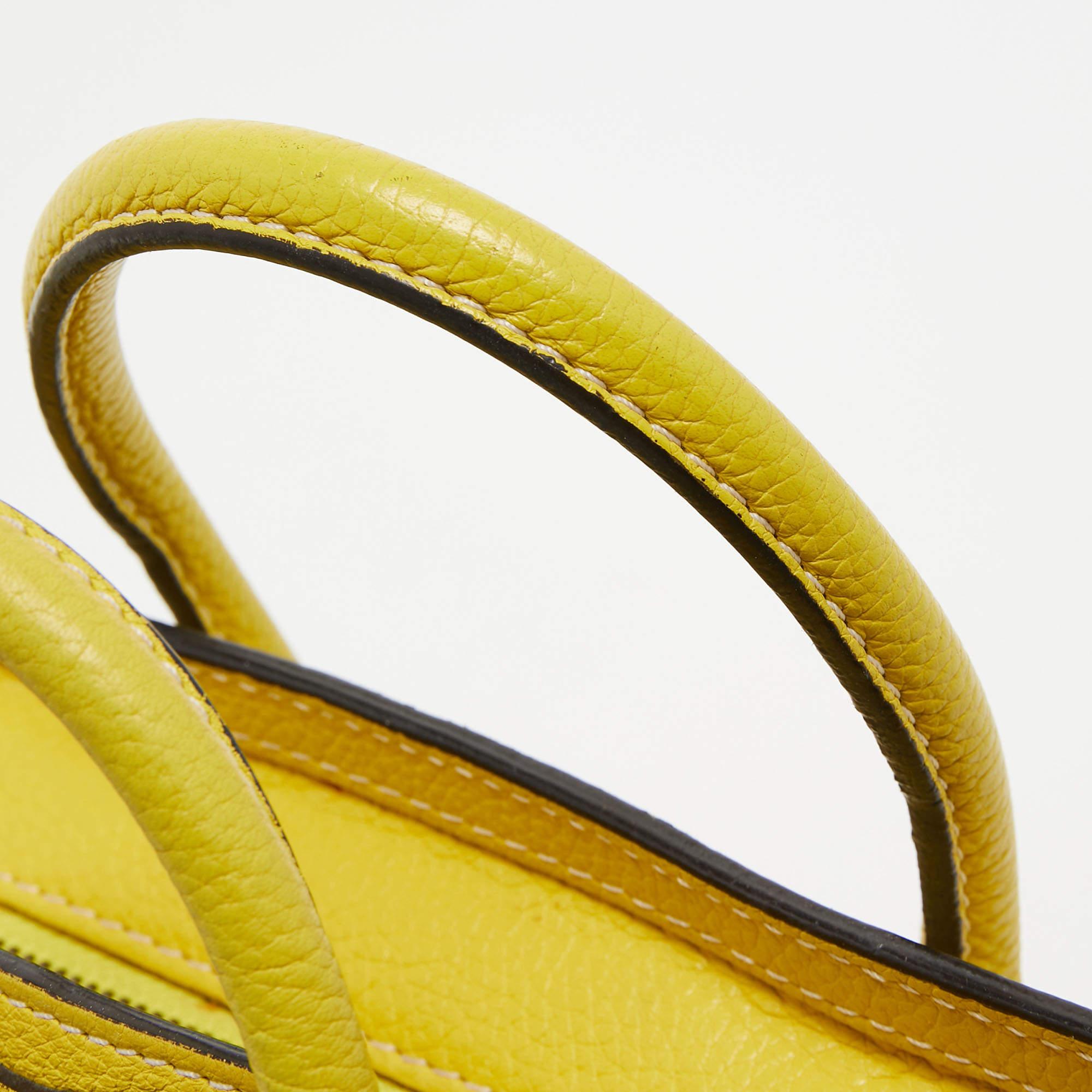 Céline Yellow Leather Nano Luggage Tote For Sale 1