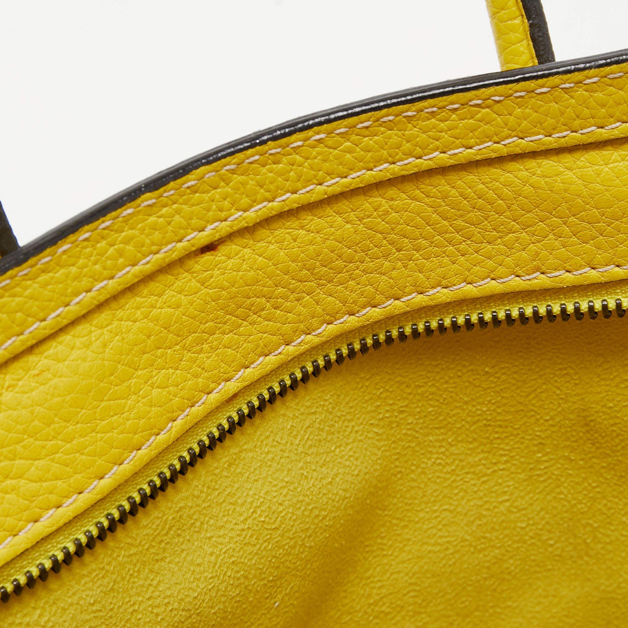 Céline Yellow Leather Nano Luggage Tote For Sale 4